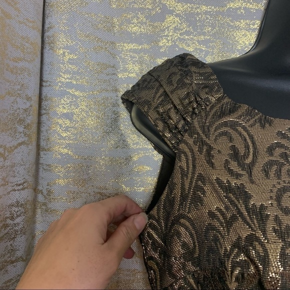 Zara Dark Brown/Gold Sleeveless Knee Length Cocktail Dress Size S - Picture 5 of 15